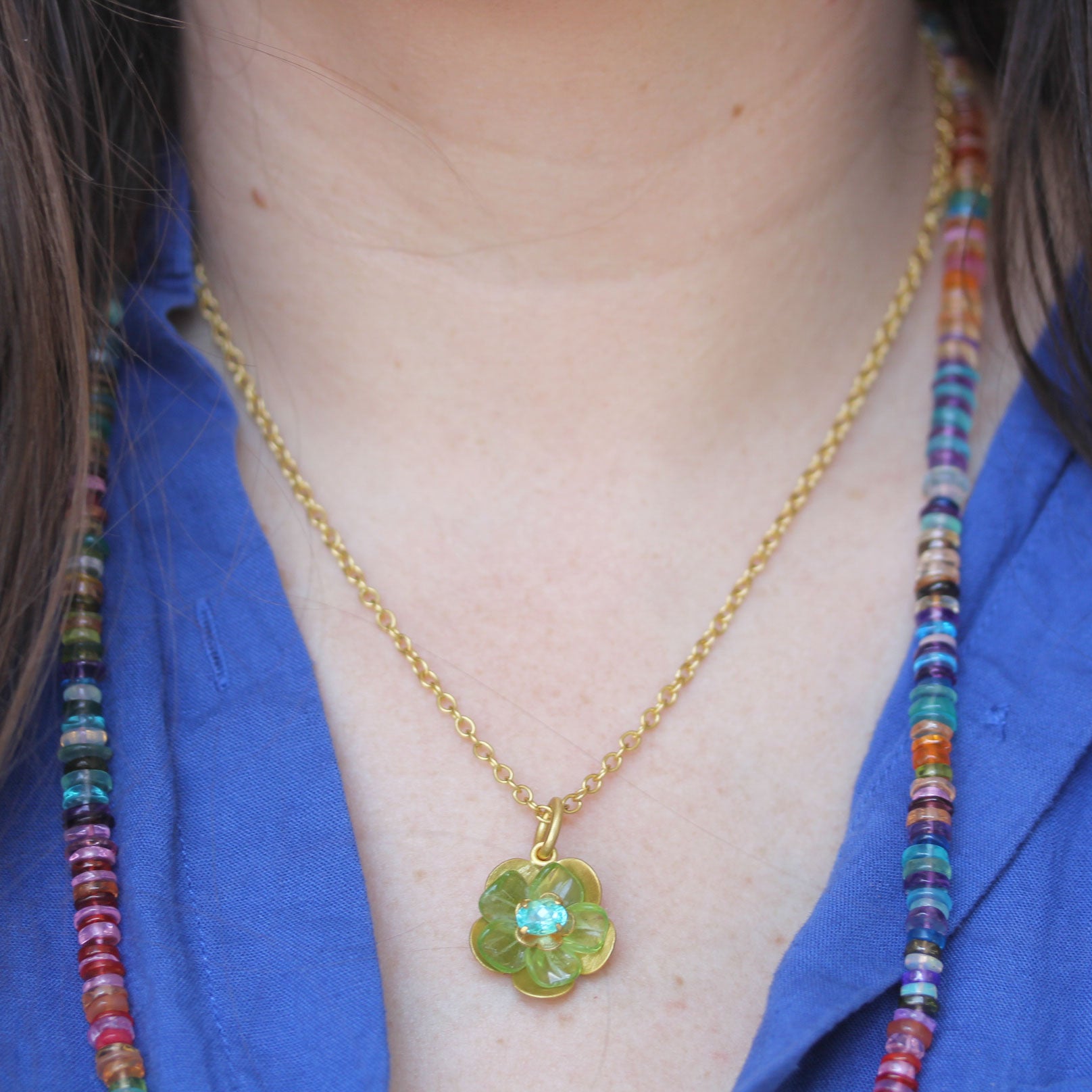 Stephanie Albertson Peridot Flower with Apatite Pendant - Be On Park
