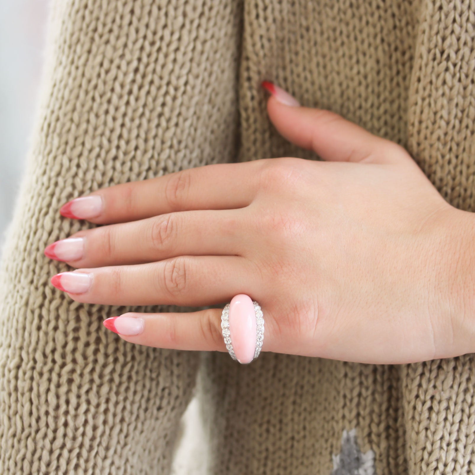 Oscar Heyman Platinum, Peruvian Pink Opal, and Diamond Ring - Be On Park