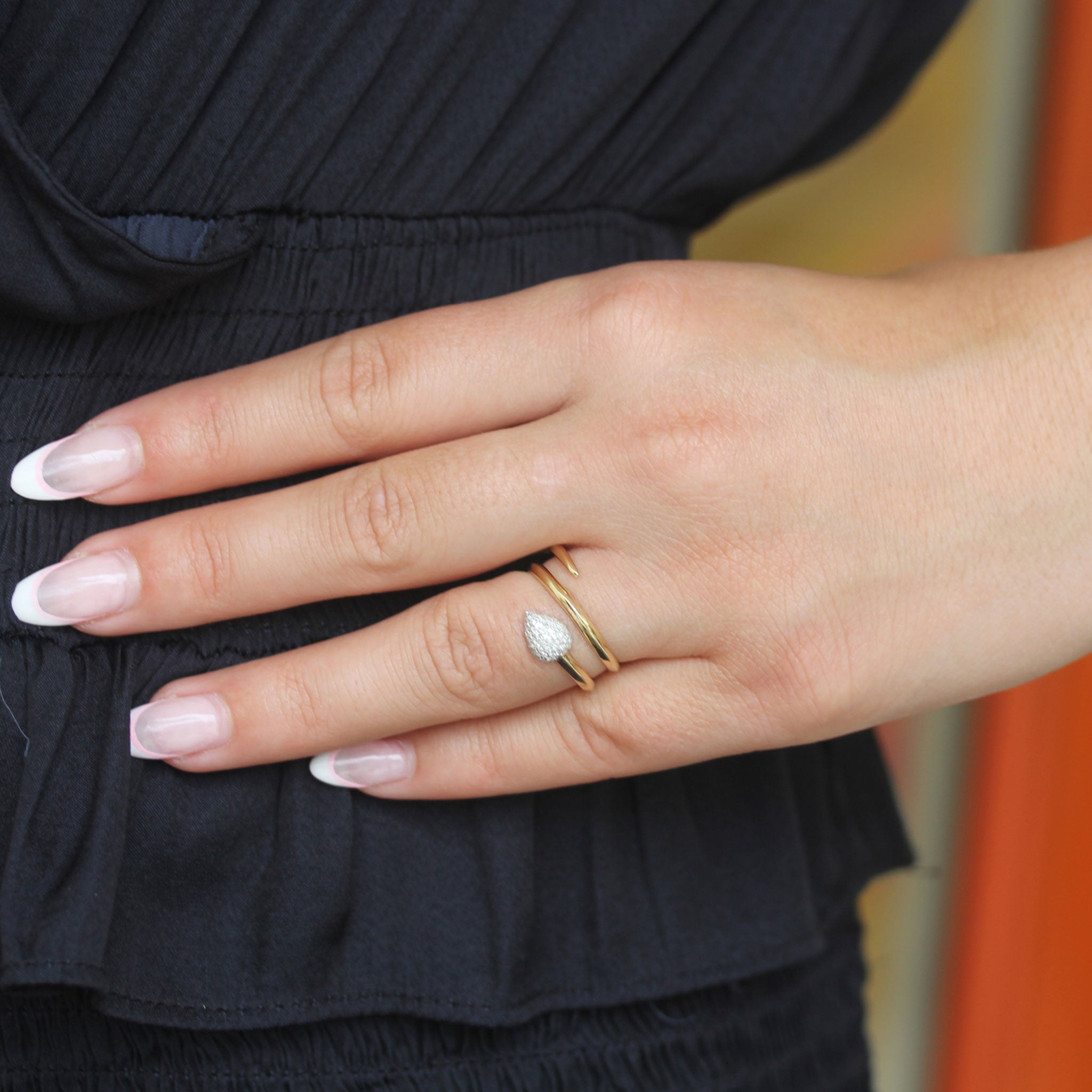 Shy Creation Diamond Pave Pear Snake Ring - Be On Park