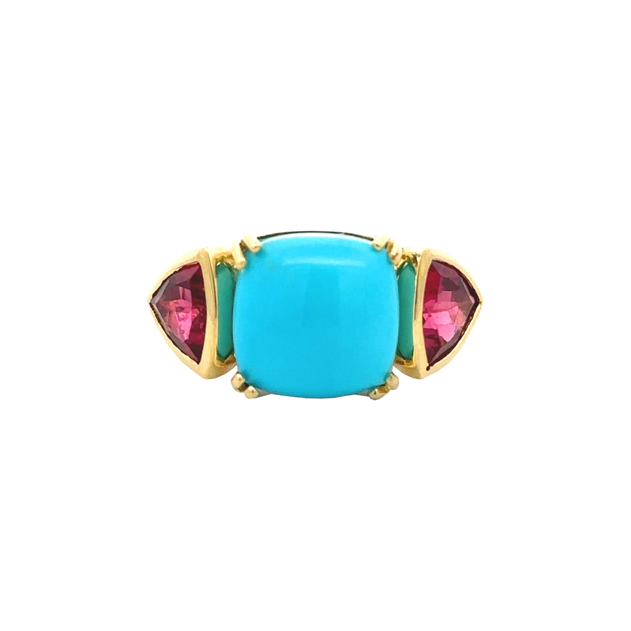 Be x Lauren K Collection Turquoise and Rubelite three-stone one-of-a-kind ring - Be On Park