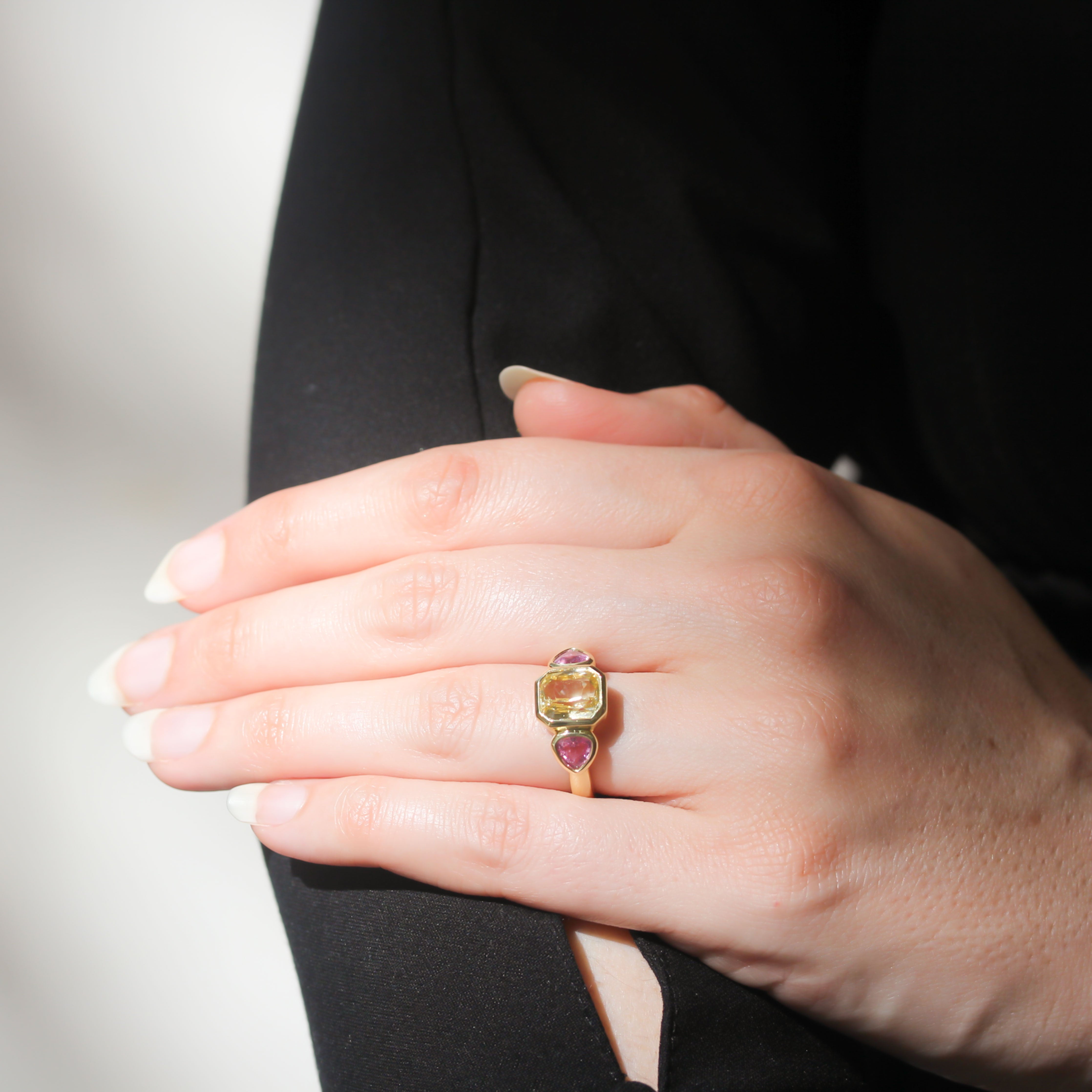 Be X Lauren K Yellow Sapphire and Pink Trillion Ring - Be On Park