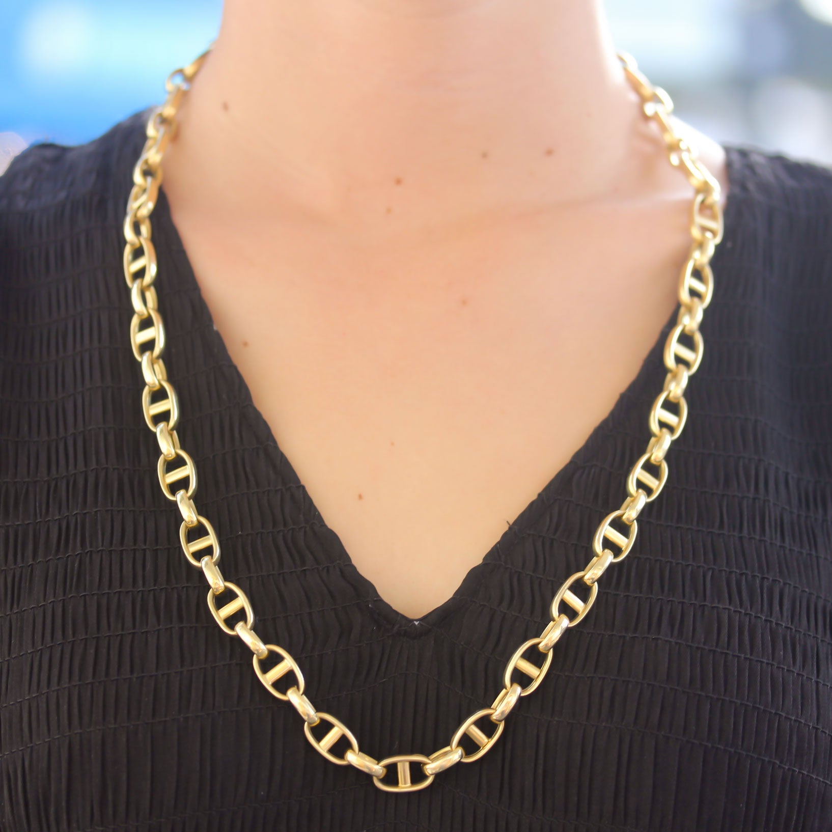 Vintage Hermes Style Gold Link Chain Necklace - Be On Park