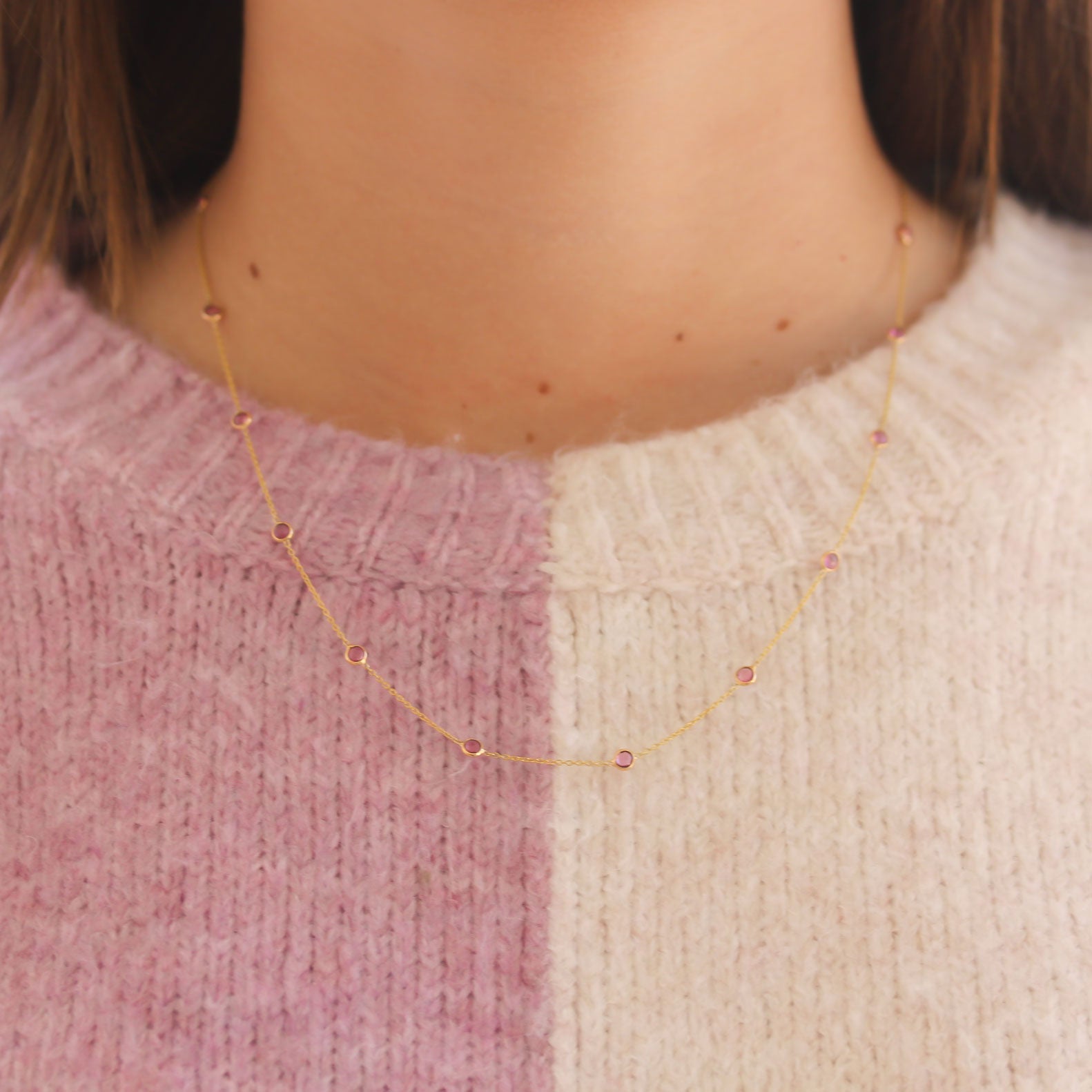 Tresor Pink Ruby Station Necklace - Be On Park