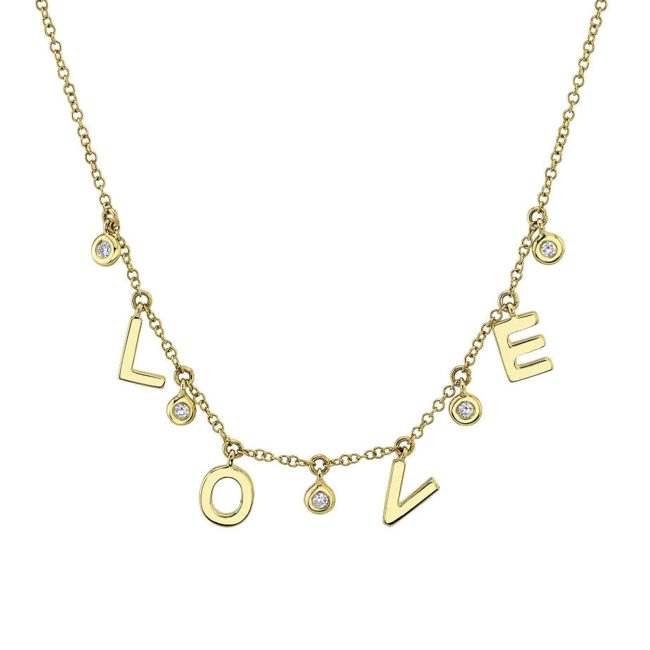 Shy Creation Diamond Bezel "Love" Necklace - Be On Park