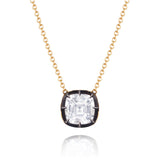 Signed Fred Leighton Cushion White Topaz Silver topped Gold Collet Solitaire Pendant Necklace - Be On Park