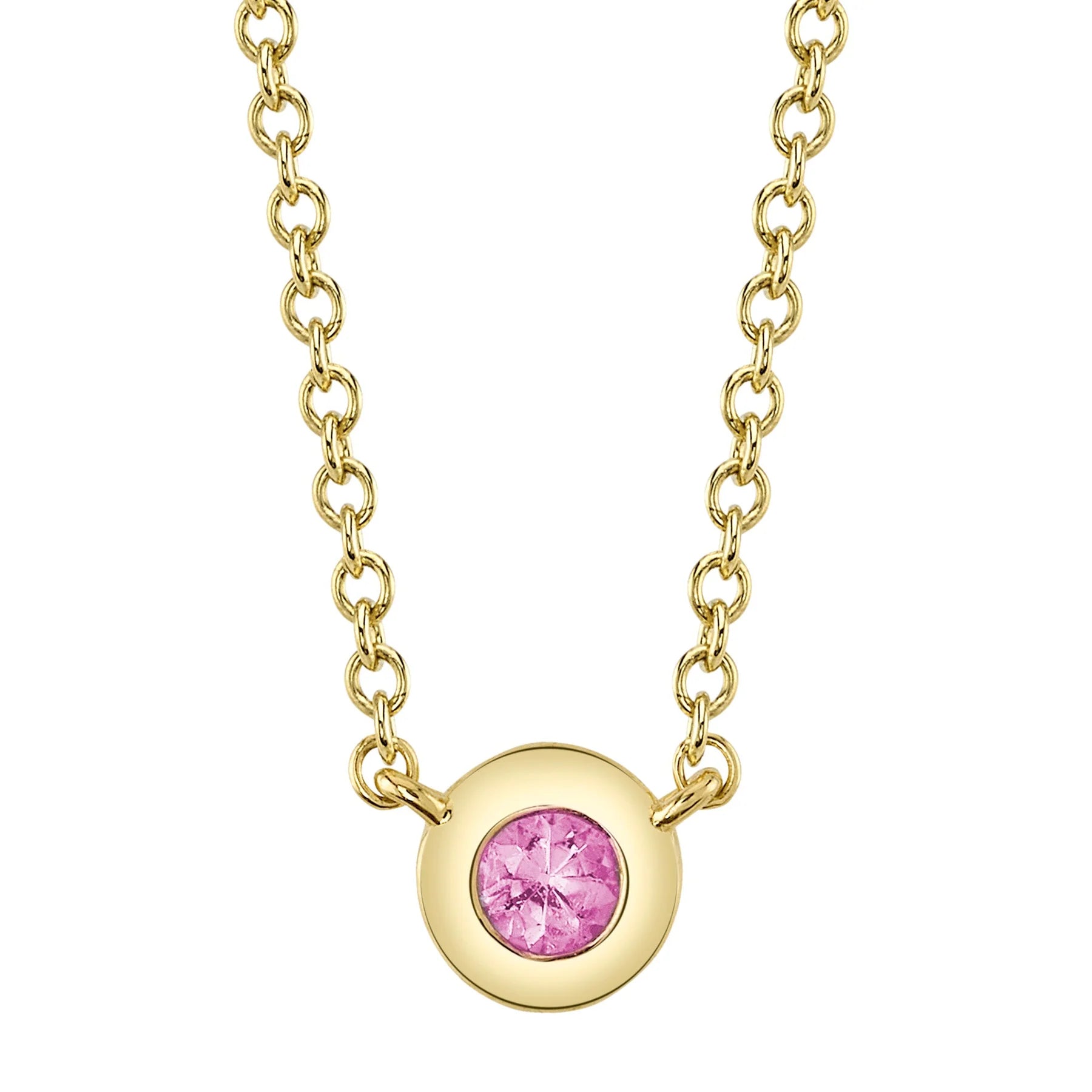 Shy Creation Pink Sapphire Bezel Necklace - Be On Park