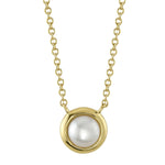 Shy Creation Cultured Pearl Bezel Necklace - Be On Park
