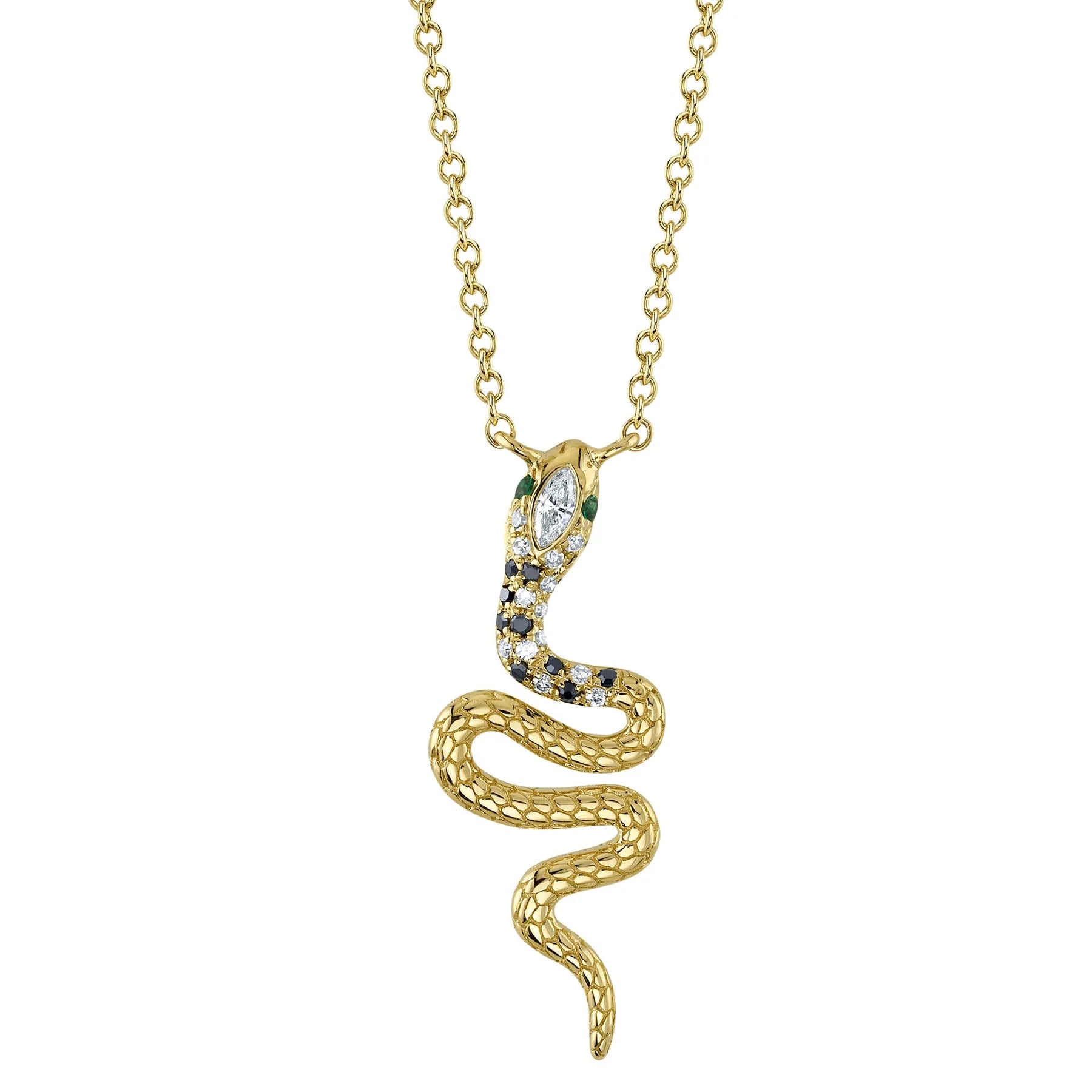 Shy Creation Diamond and Emerald Snake Necklace - Be On Park