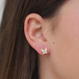 Shy Creation Yellow Gold Diamond Butterfly Huggies - Be On Park