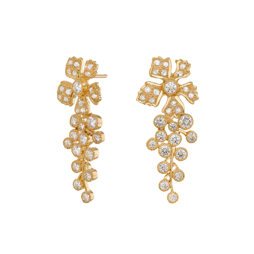 Sethi Couture Enchanted Garden White Diamond Drop Earrings - Be On Park