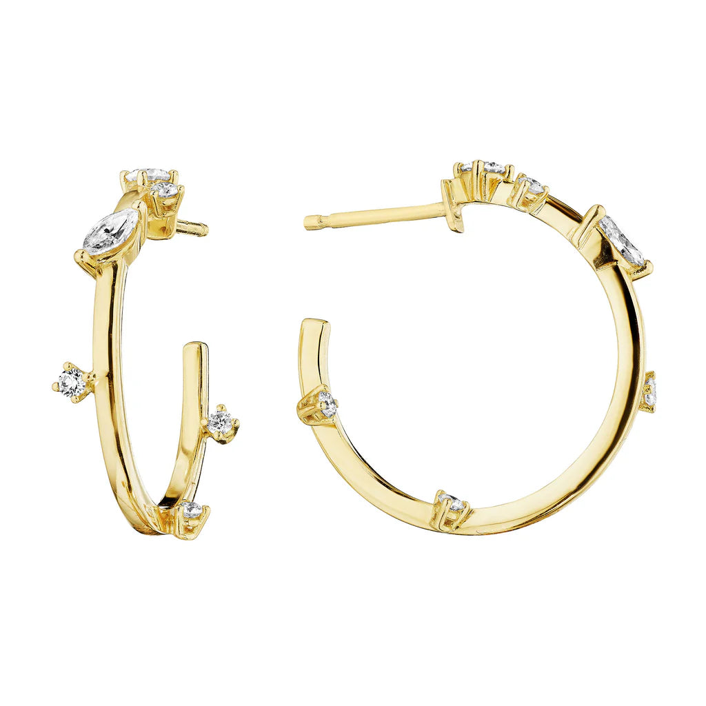 Penny Preville Petite Gold Constellation Hoop Earrings - Be On Park