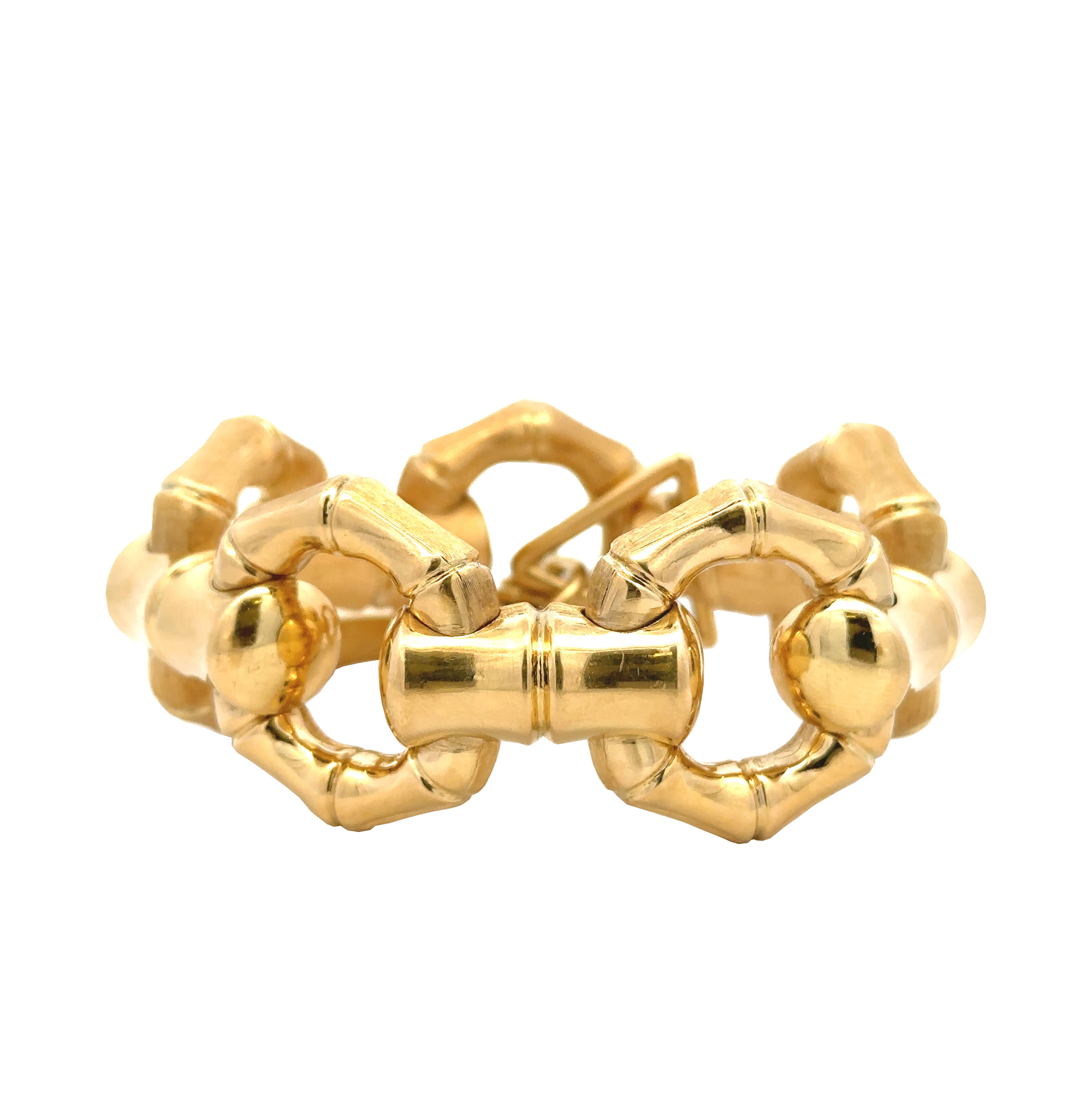 Vintage Gold Bamboo link bracelet, reversible: high-polish
