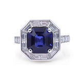 Oscar Heyman platinum, blue sapphire, and diamond ring - Be On Park