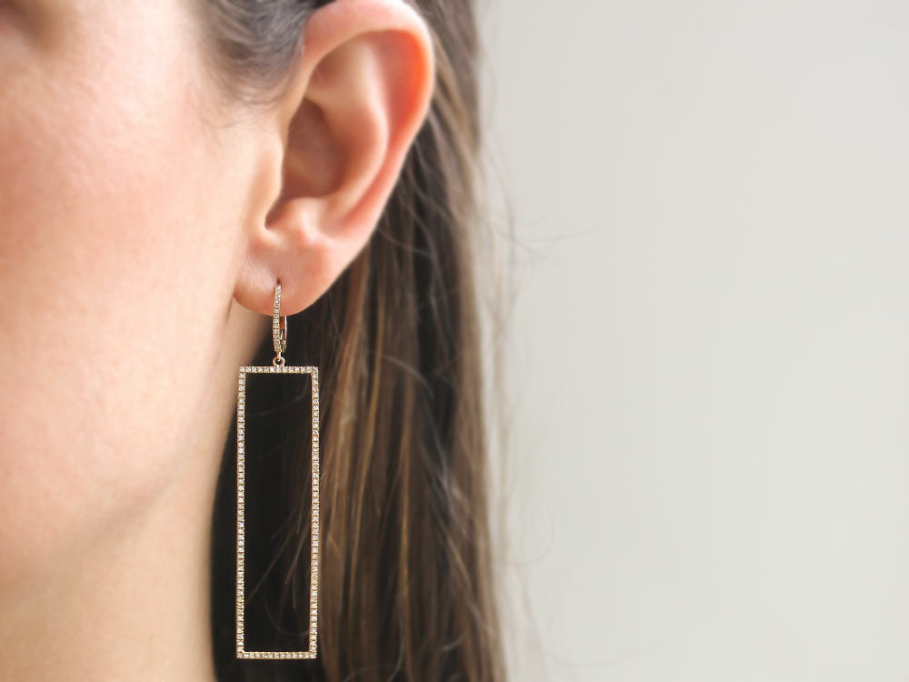 Dilamani diamond rectangular drop earrings - Be On Park