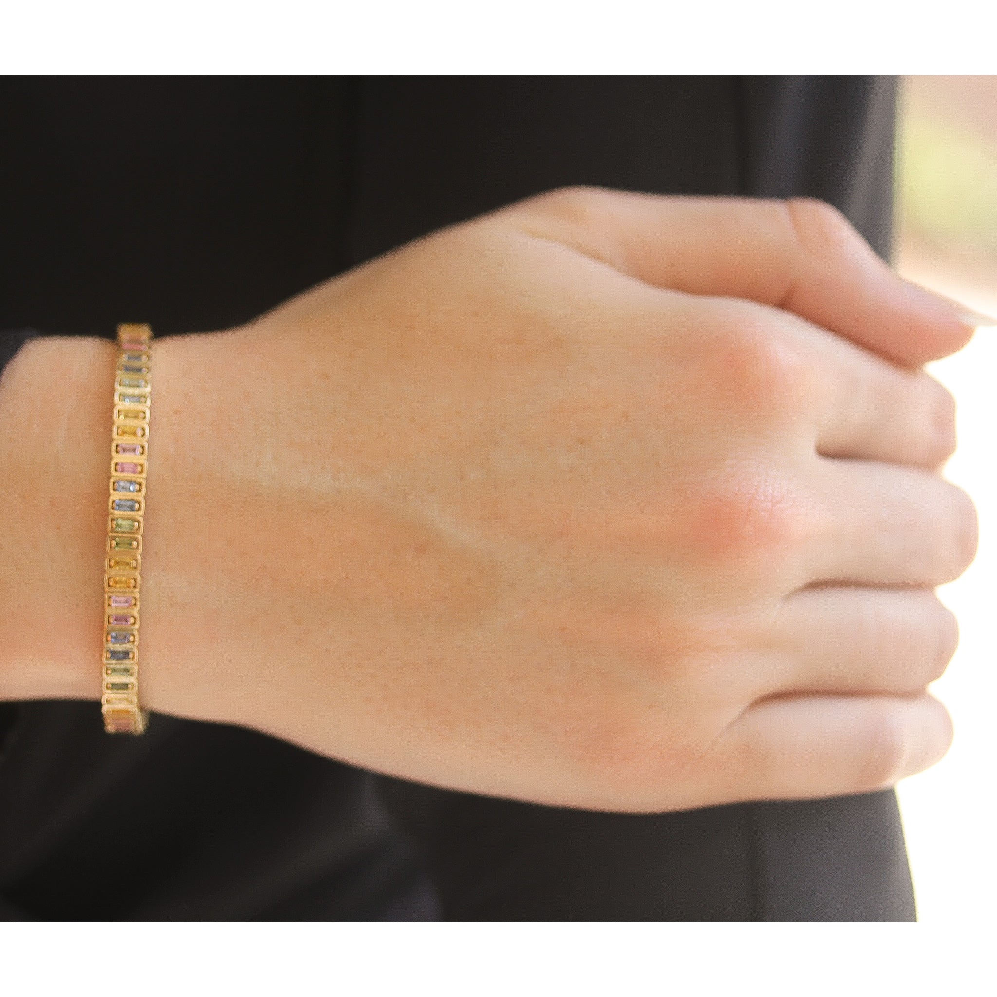Suzanne Kalan Pastel Sapphire Baguettes Classic Inlay Bangle - Be On Park