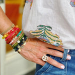 Sydney Evan Carnelian Bead Bracelet with Rainbow Double Daisy Charm - Be On Park