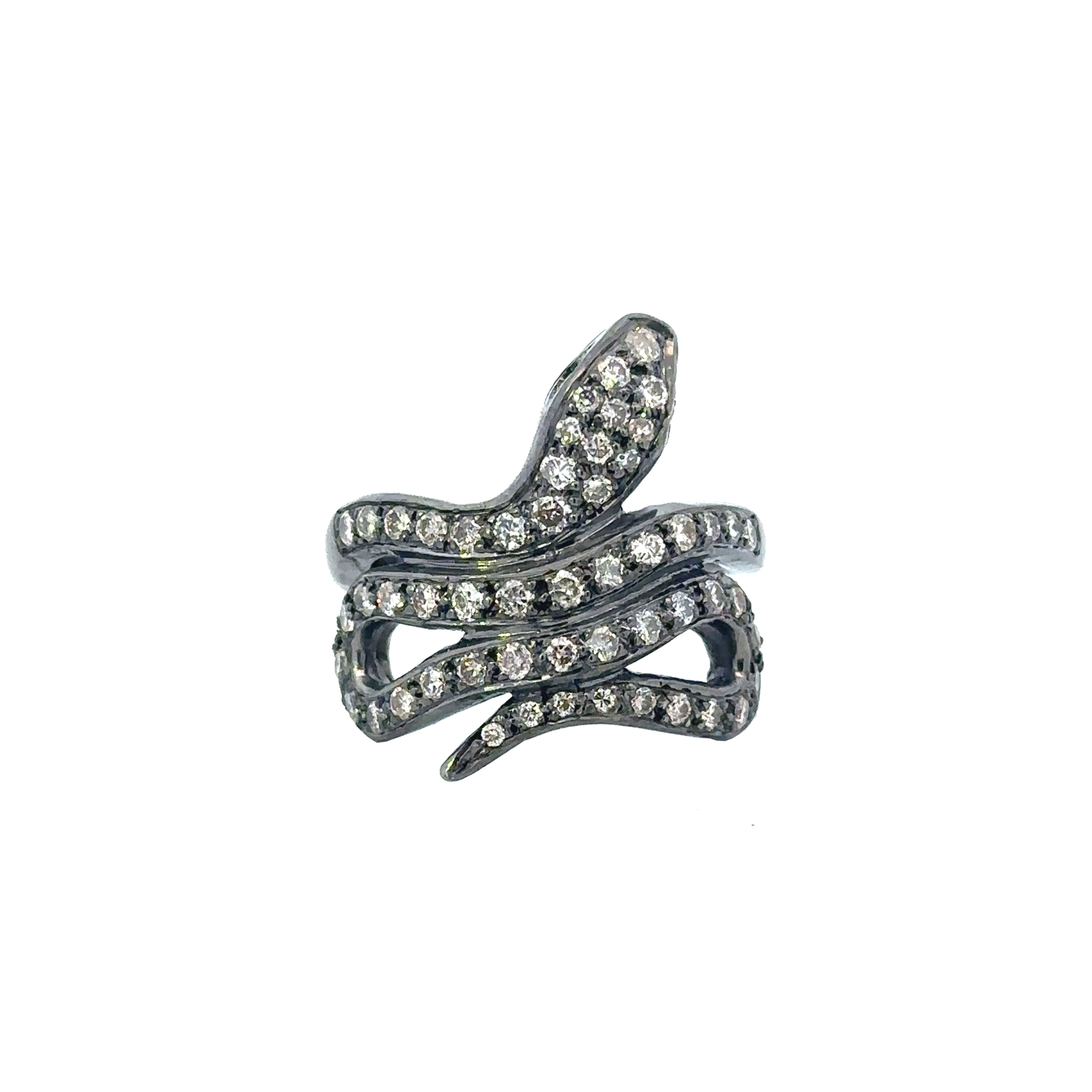 John Apel Diamond Snake Ring with Tsavorite - Be On Park