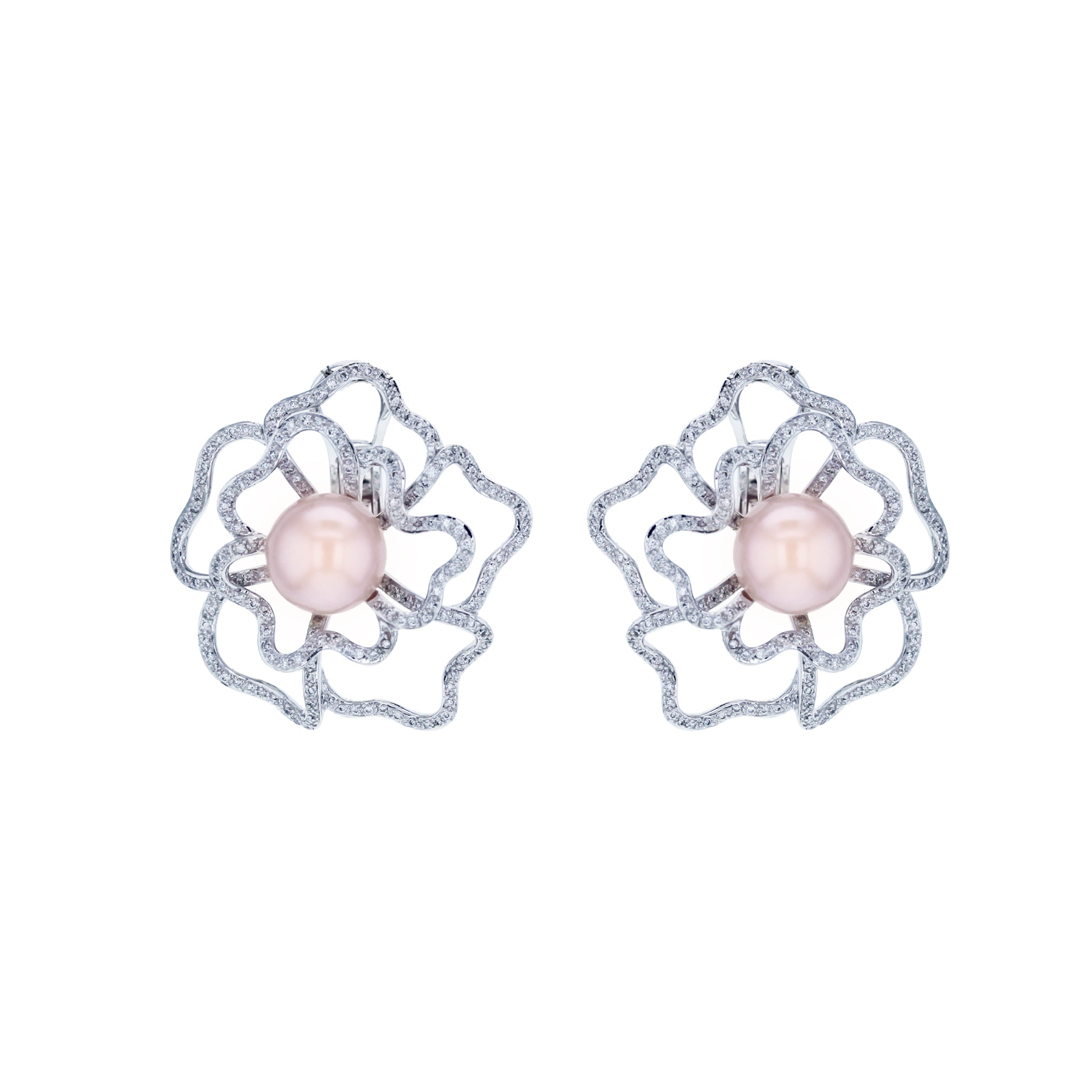 Piranesi Purple Pearl & Diamond Flower Earrings - Be On Park