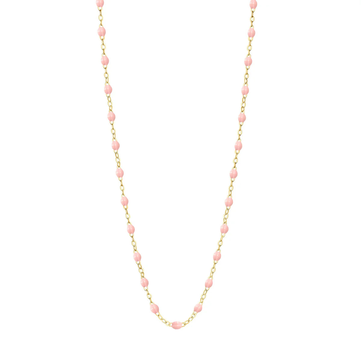 The Classic Gigi Clozeau Necklace in Yellow Gold, 16.5", Baby Pink - Be On Park