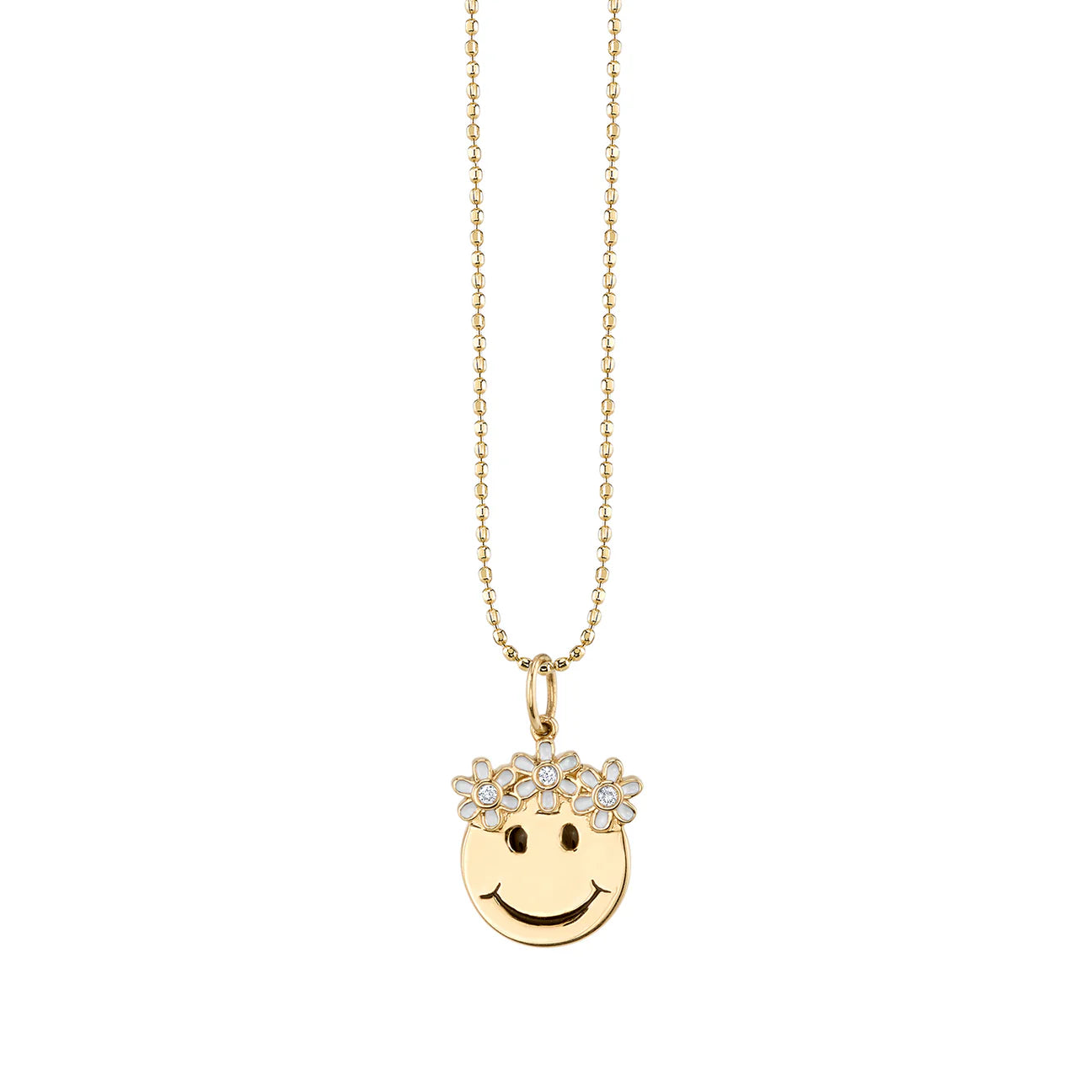 Sydney Evan Flower Power Happy Face Charm Necklace - Be On Park