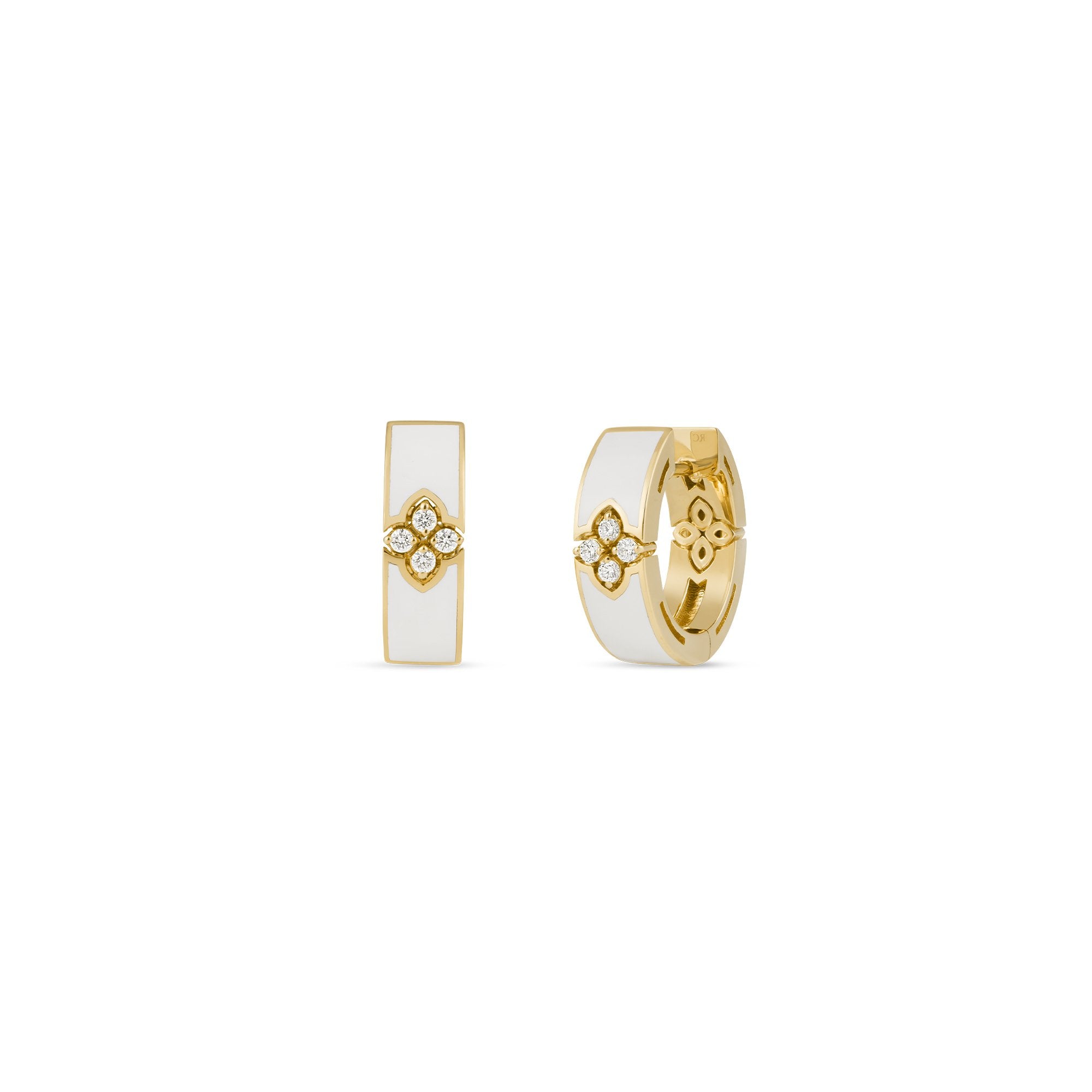 Roberto Coin Love in Verona White Enamel Earrings with Diamond - Be On Park
