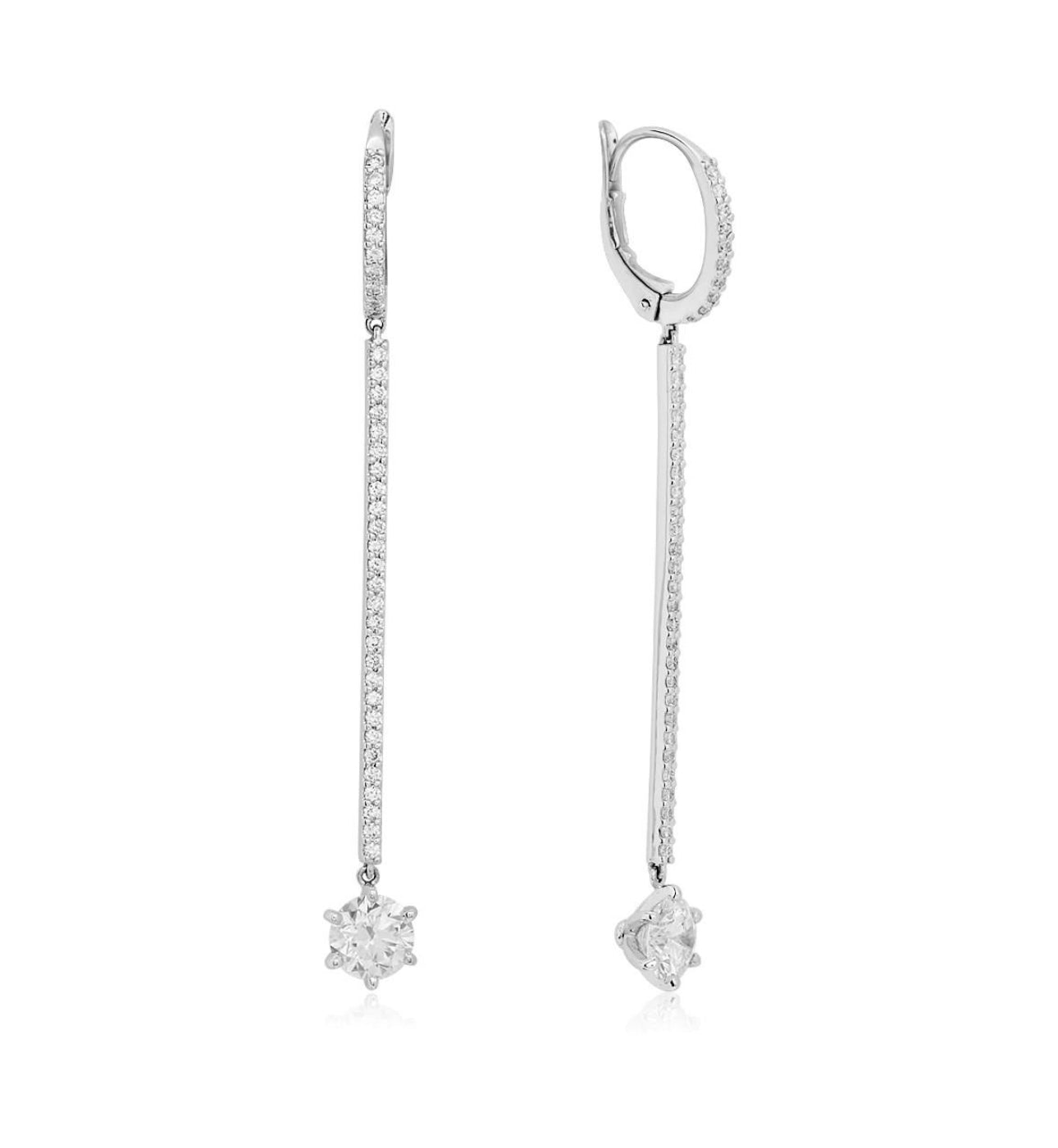 Roberto Coin Long Matchstick Diamond Pave Earrings - Be On Park