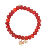 Sydney Evan Carnelian Bead Bracelet with Rainbow Double Daisy Charm - Be On Park