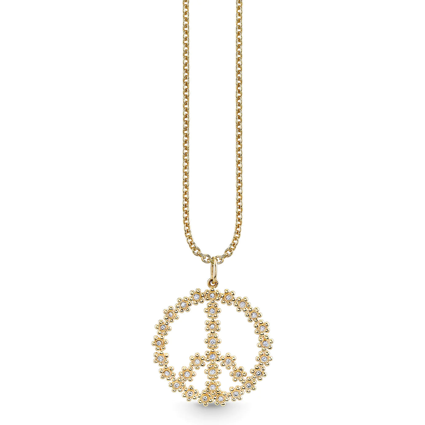 Sydney Evan Diamond Daisy Peace Sign Charm Necklace - Be On Park