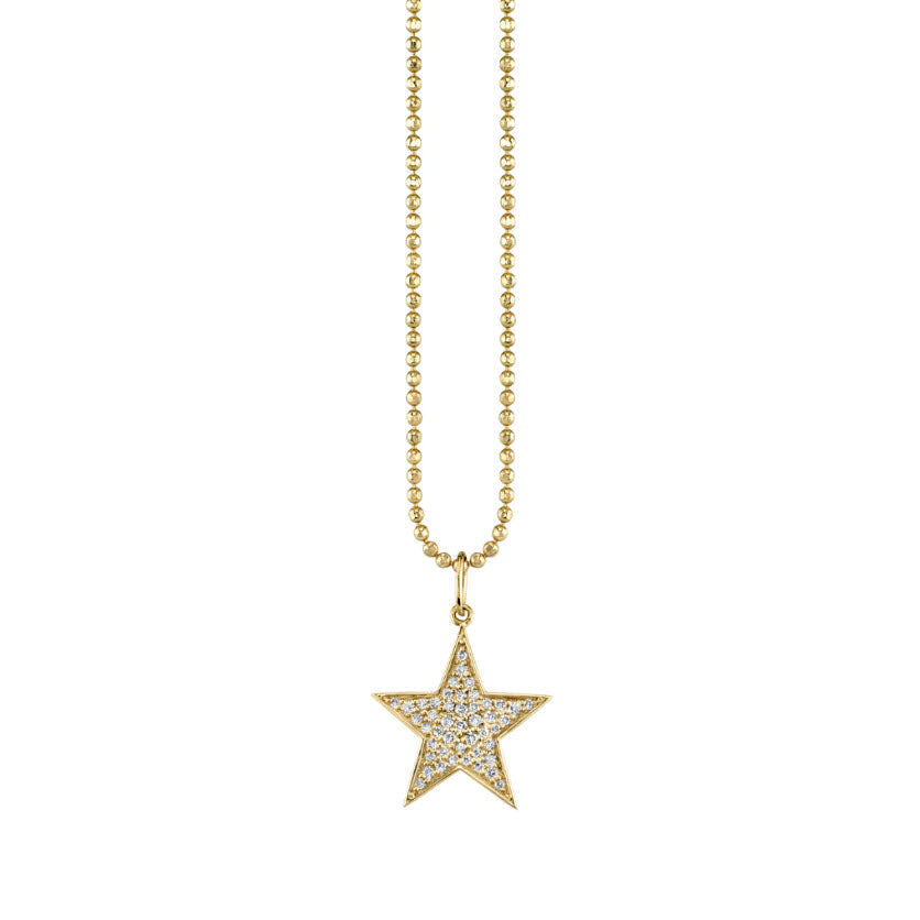 Sydney Evan medium diamond star charm necklace on bolita chain 16 - Be On Park