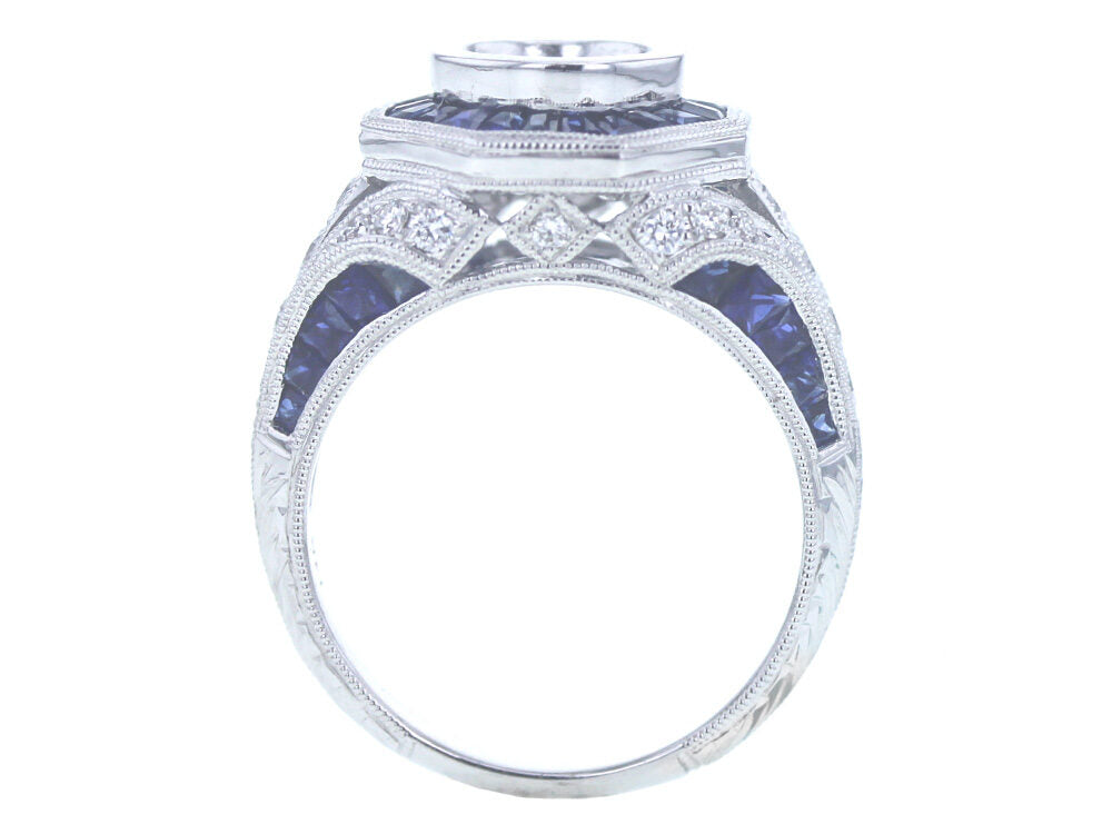 Diamond and Sapphire Millgrained Ring - Be On Park
