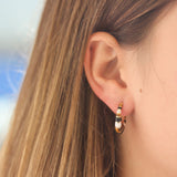 Orly Marcel Mini Inlay Hoops with Black and White Onyx and Tiger's Eye - Be On Park