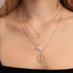Sydney Evan Diamond Daisy Peace Sign Charm Necklace - Be On Park