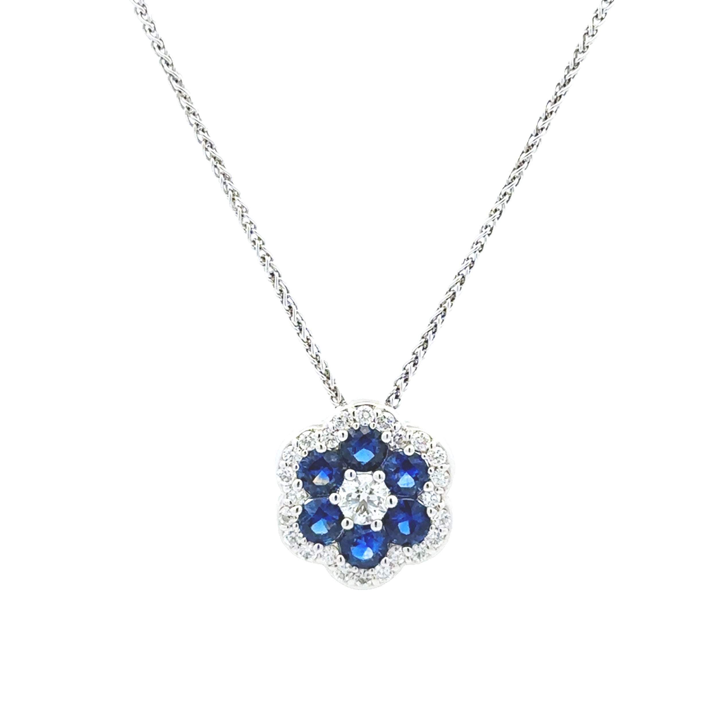 American Jewelry Design Diamond and Sapphire Pendant Necklace - Be On Park