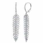 Shy Creation White Gold Diamond Phoenix Feather Drop Earrings - Be On Park