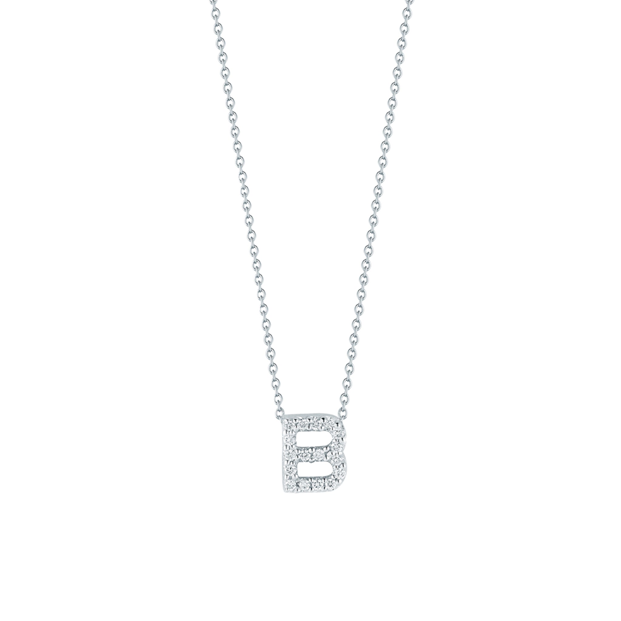 Roberto Coin 16-18" love letter diamond "B" necklace, additional letters available - Be On Park