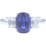 Cushion cut Sapphire and Diamond Three-stone Ring - Be On Park