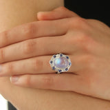 Spark Creations Moonstone Ring with Diamond and Sapphire Accents - Be On Park