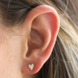 Shy Creation Yellow Gold Mini Pave Diamond Heart Studs - Be On Park