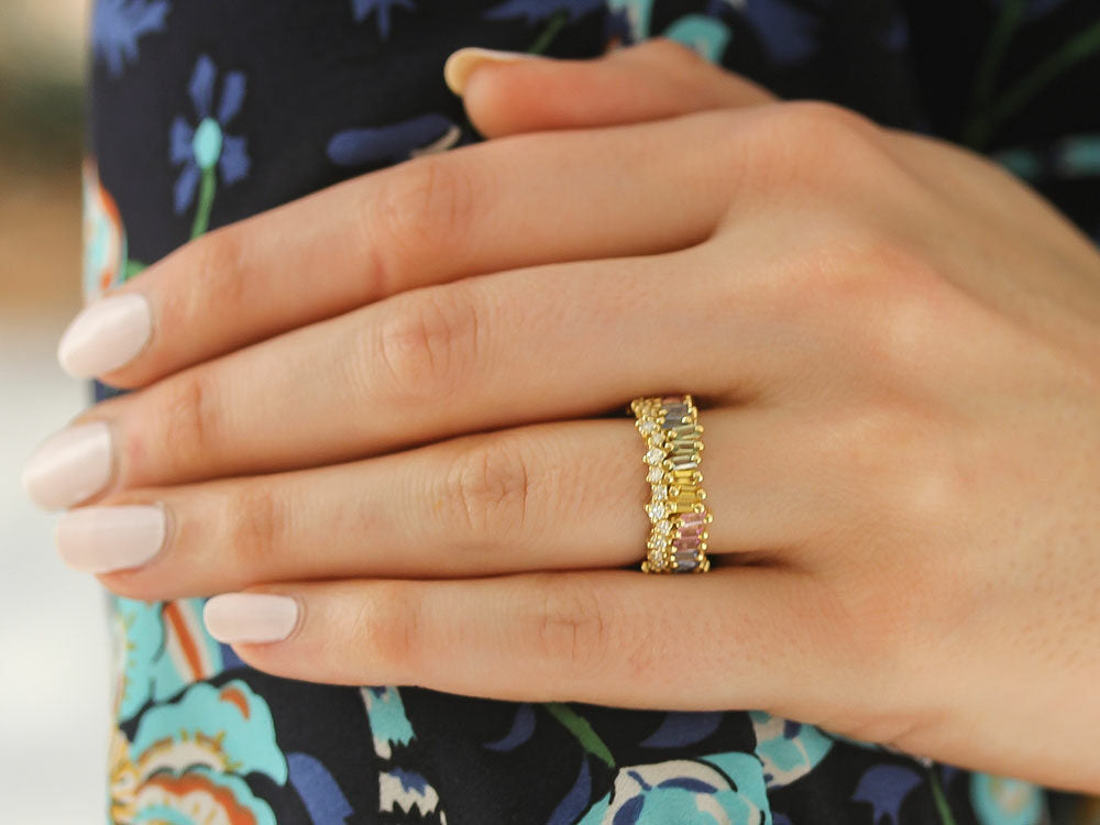 Suzanne Kalan Yellow Gold Pastel Sapphire & Diamond Fireworks Eternity Band - Be On Park