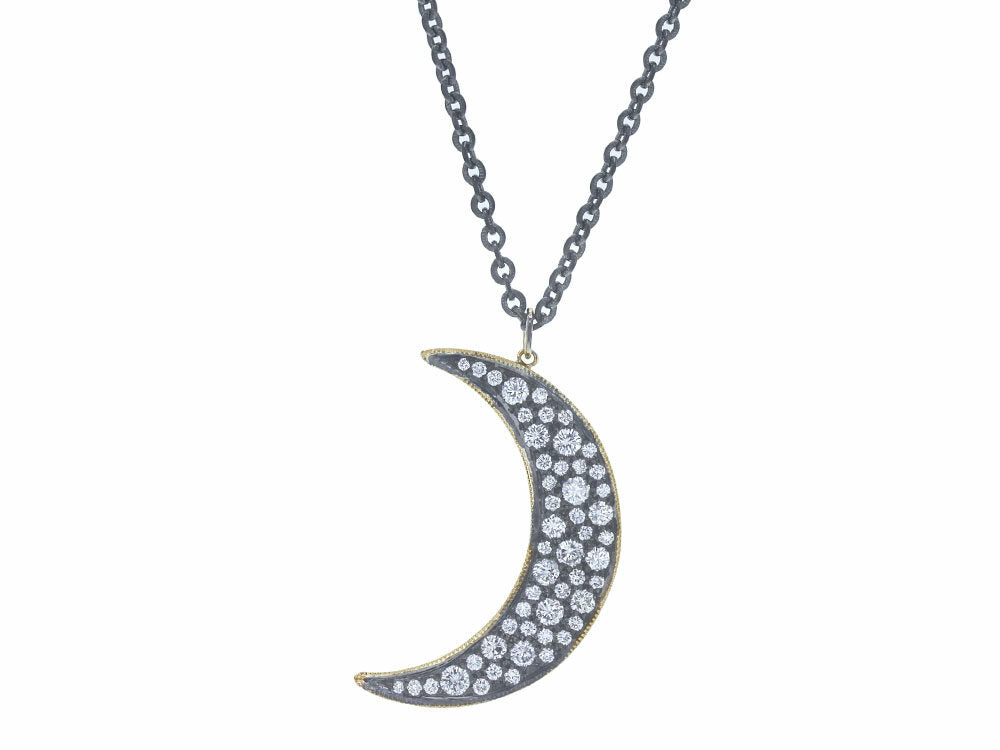 John Apel Diamond and Silver Moon Necklace - Be On Park