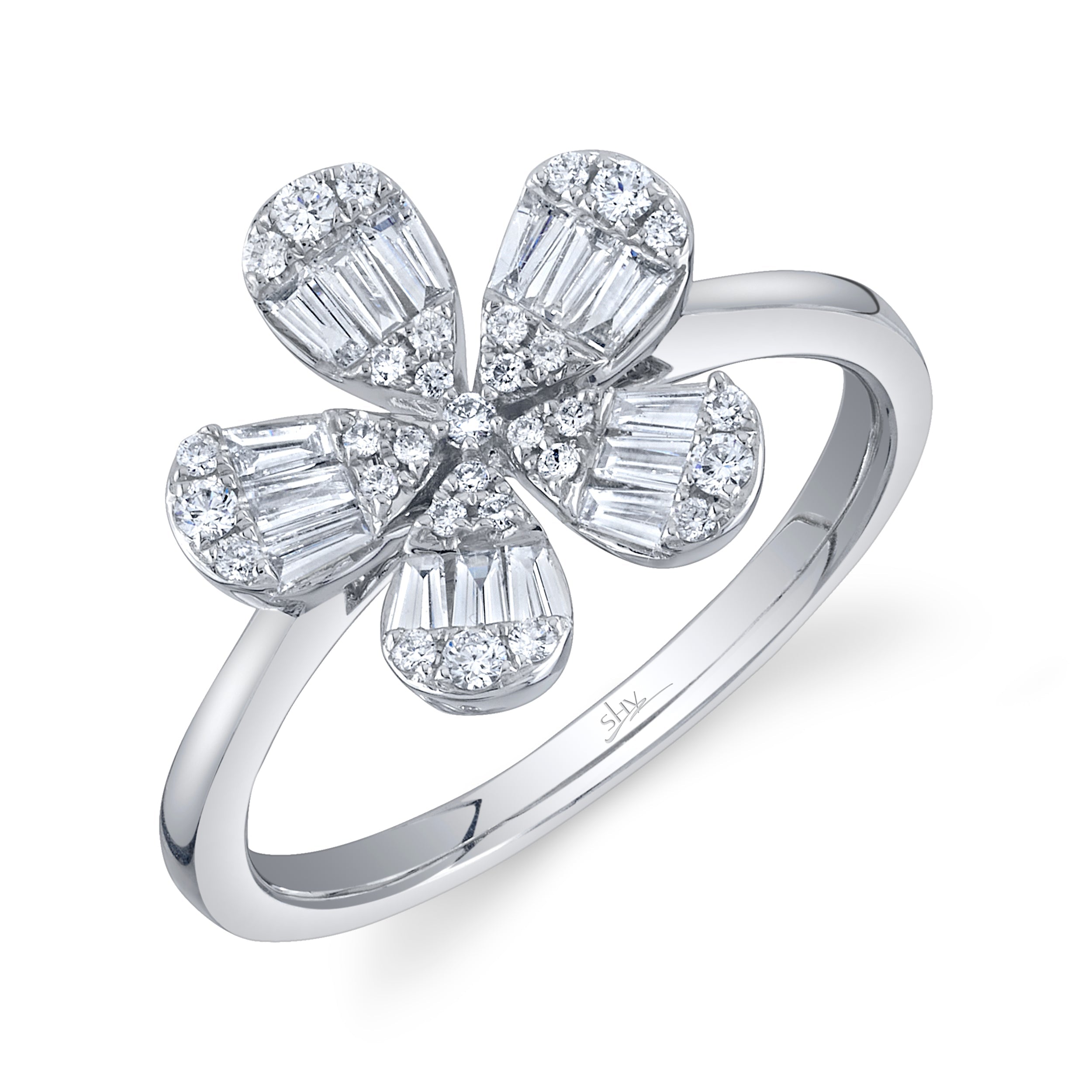 Shy Creation Baguette Diamond Flower Ring - Be On Park
