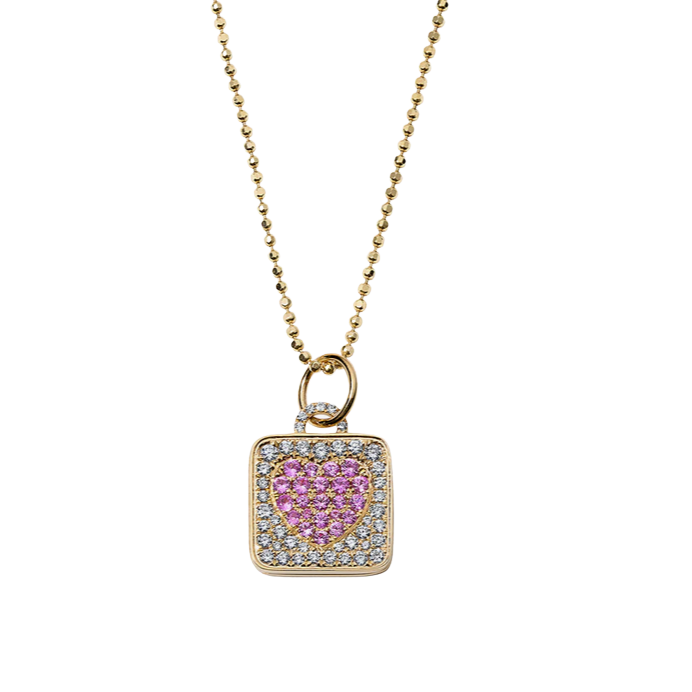 Devon Woodhill diamond and pink sapphire heart "Sweet Dreams" locket on ball chain - Be On Park