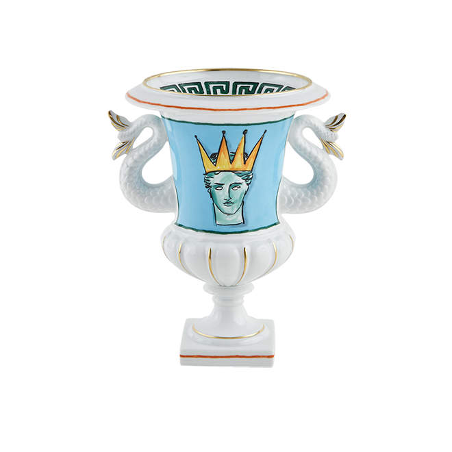 Ginori Il Viaggio di Nettuno Sea Blue Mediceo Vase with Mermaid Tails - Be On Park