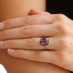 Signed Fred Leighton Cushion Amethyst Silver topped Gold Collet Ring - Be On Park