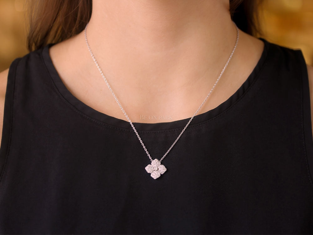 Penny Preville pave diamond large flower pendant necklace - Be On Park