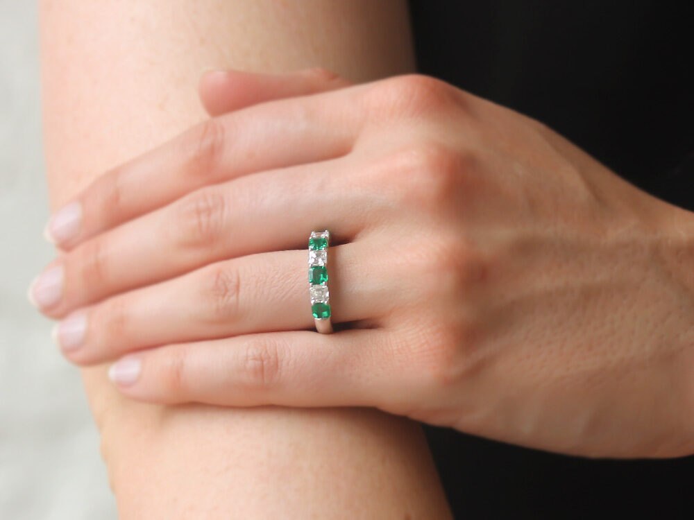 JB Star Platinum Diamond and Emerald Ring - Be On Park