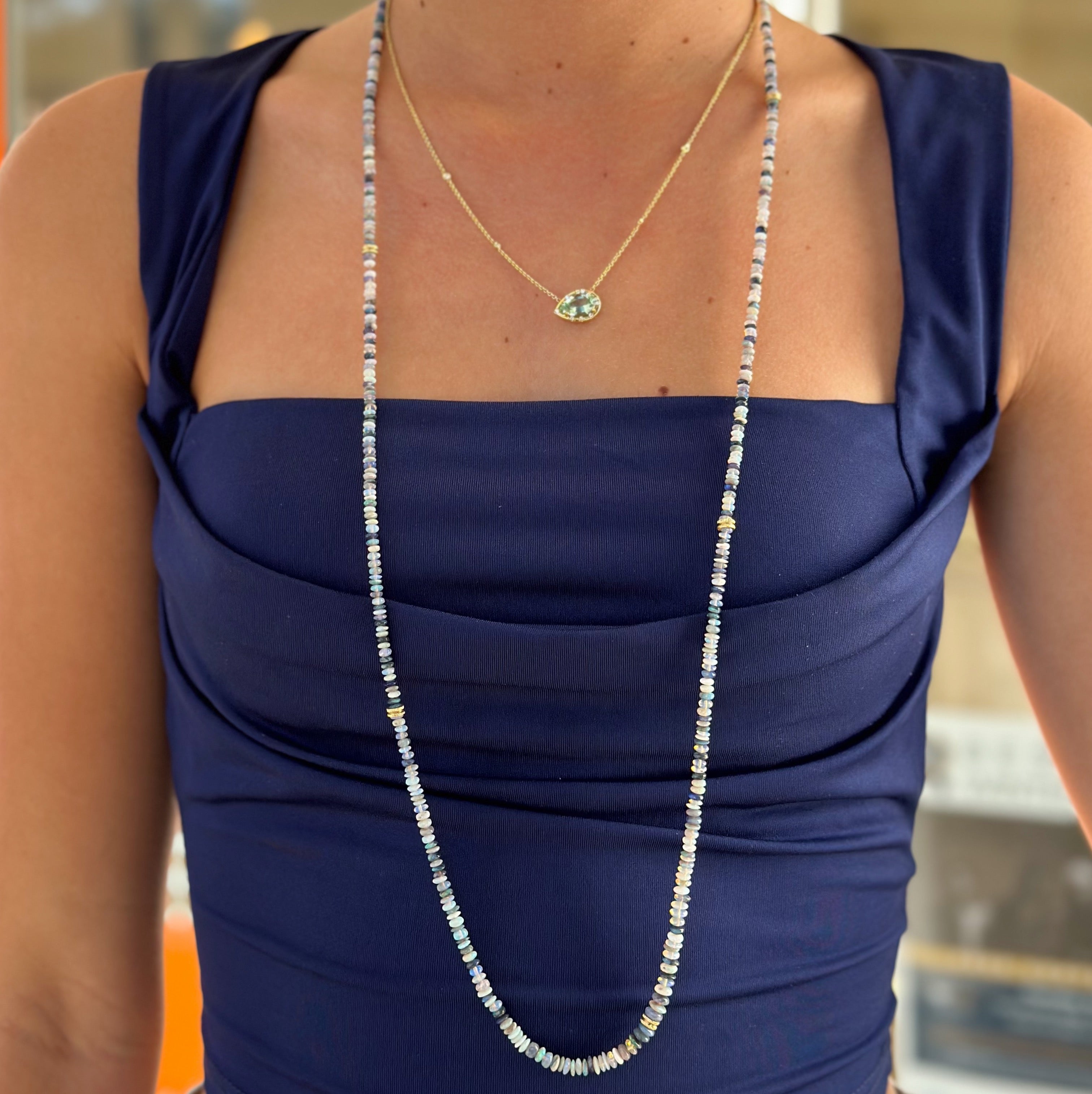 Lauren K 36 Opal and Gold Bead Necklace - Be On Park