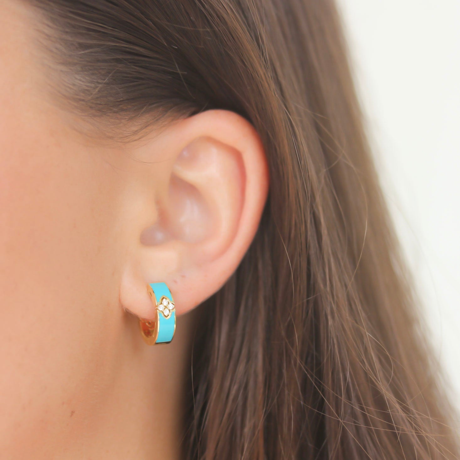 Roberto Coin Diamond and Turquoise Enamel Love in Verona Earrings - Be On Park