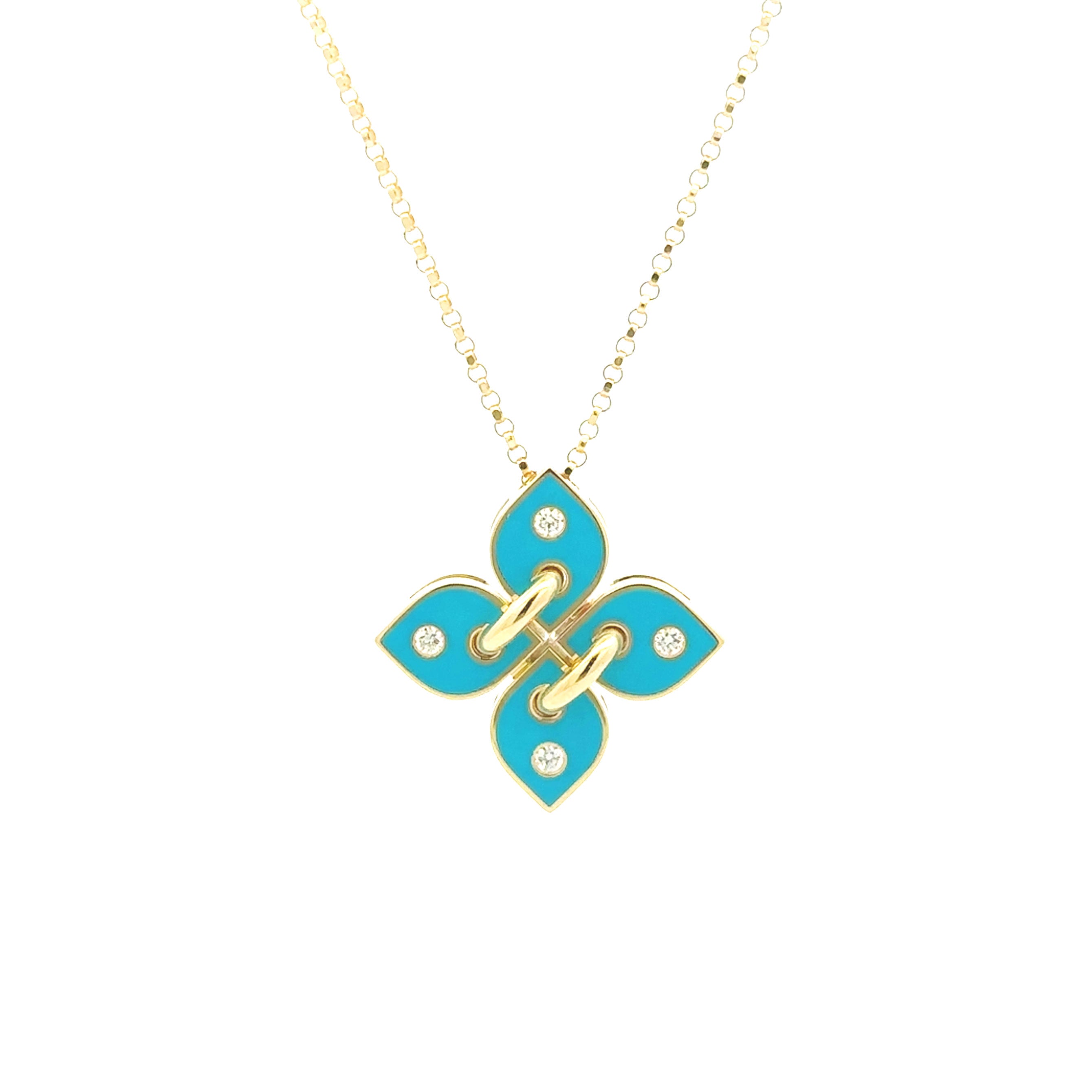 Roberto Coin Venetian Princess Filo Diamond and Turquoise Enamel Necklace - Be On Park