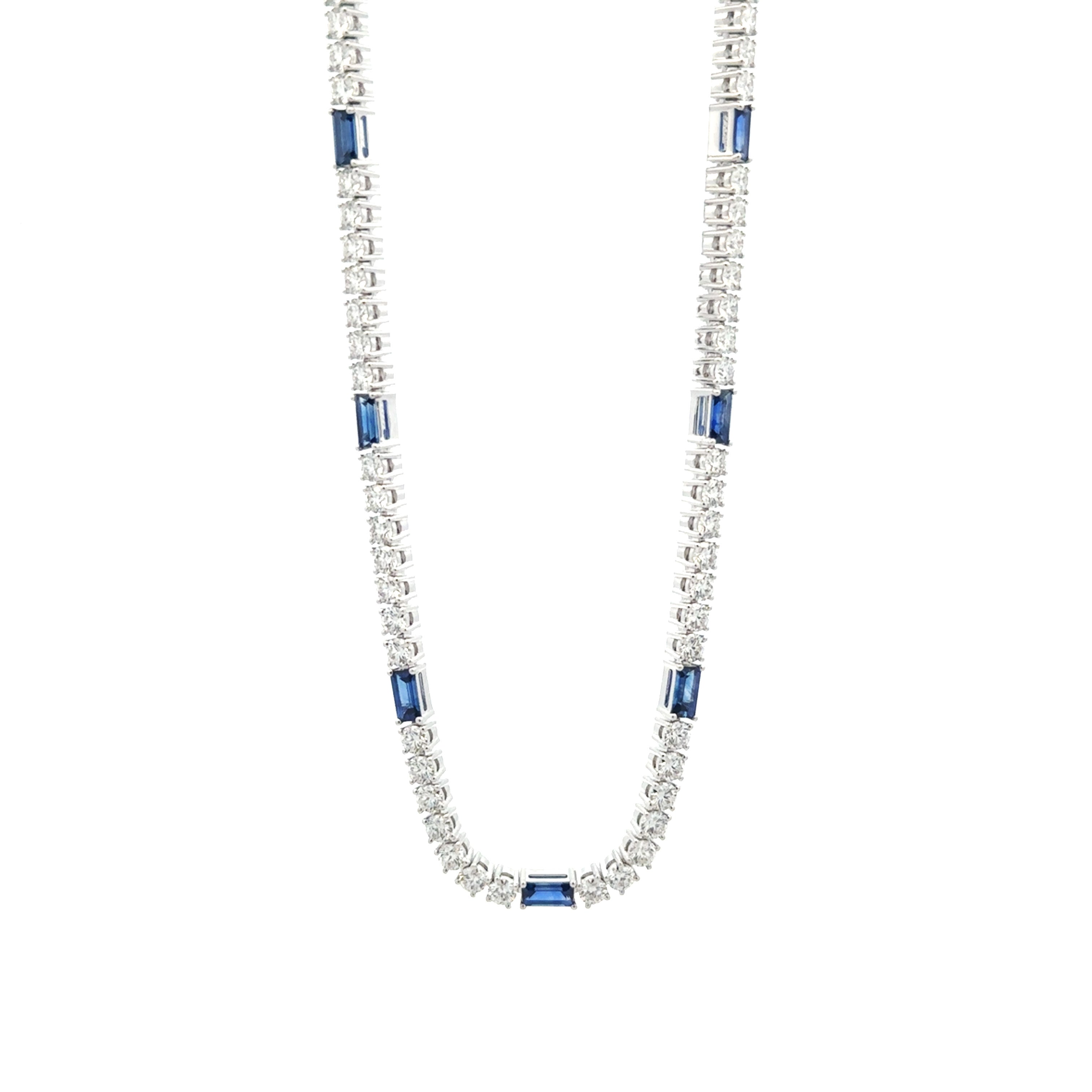 Roberto Coin Venetian Princess Diamond and Blue Sapphire Tennis Necklace - Be On Park